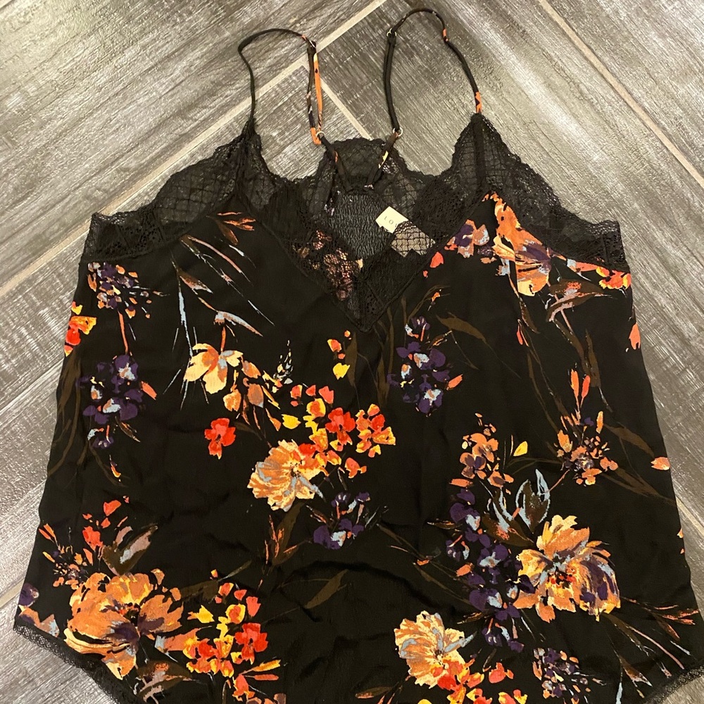Lovestitch Cami Black With Floral Print Size L
